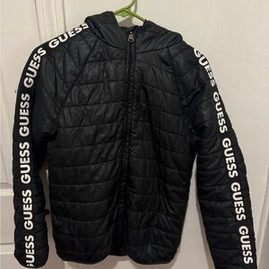 Guess Black Puffer Jacket Quilted Insulated Design